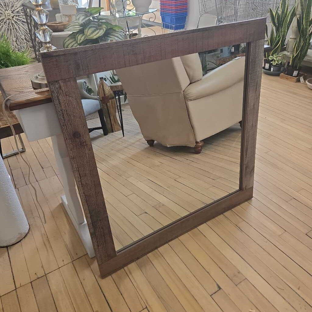 35.5" X 35.5" WOOD FRAMED MIRROR
