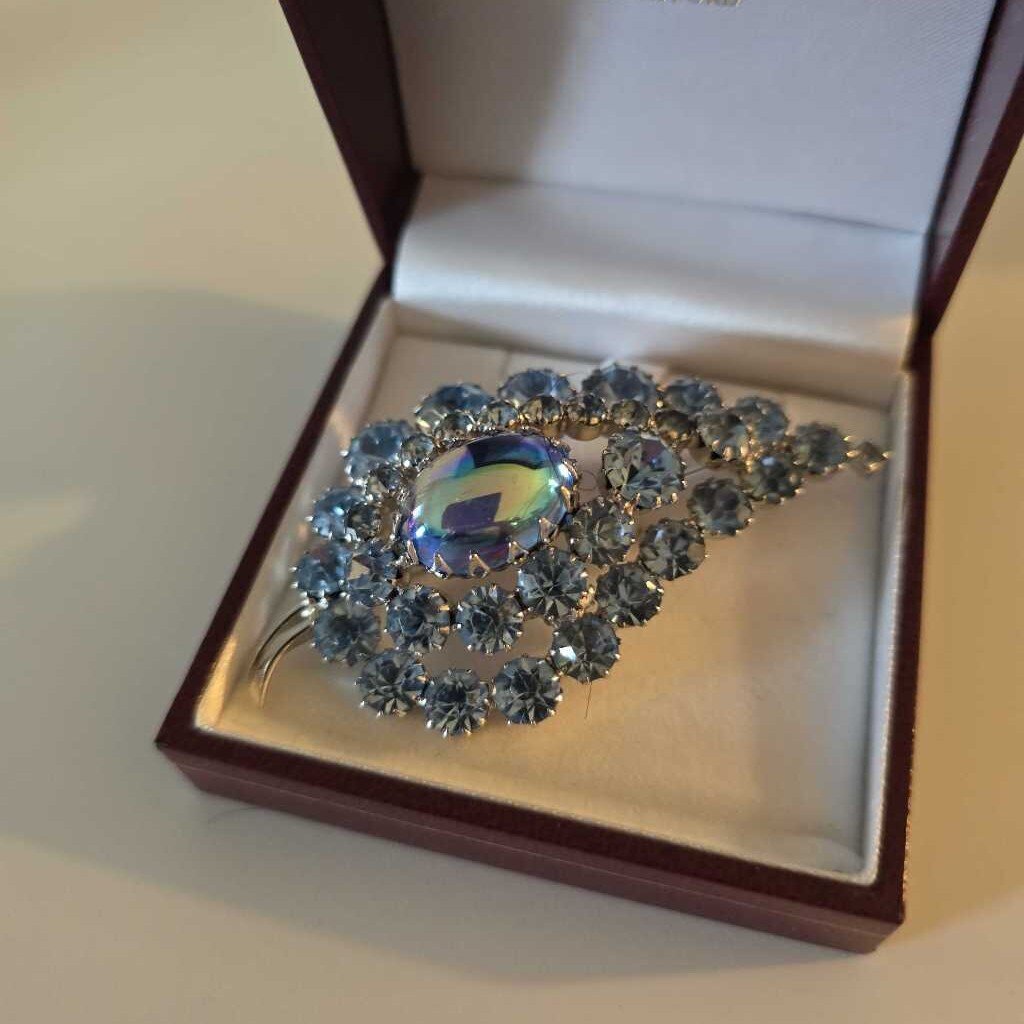 1960 Continental Crystal Brooch Blue