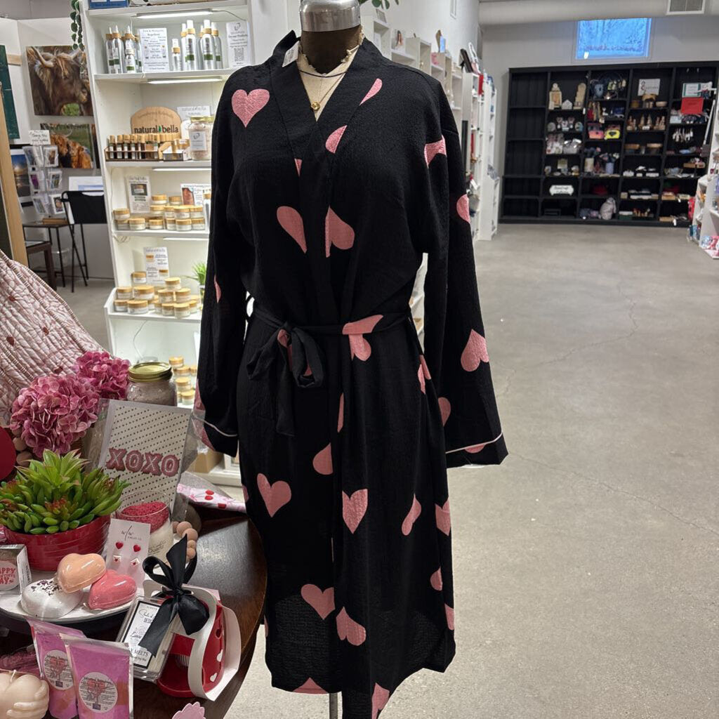 BLACK HEARTS BATH ROBE