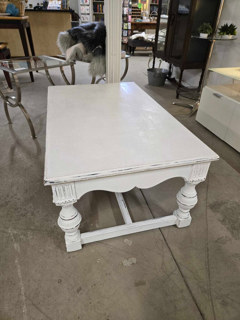 DISTRESSED WHITE RECTANGULAR COKCTAIL TABLE