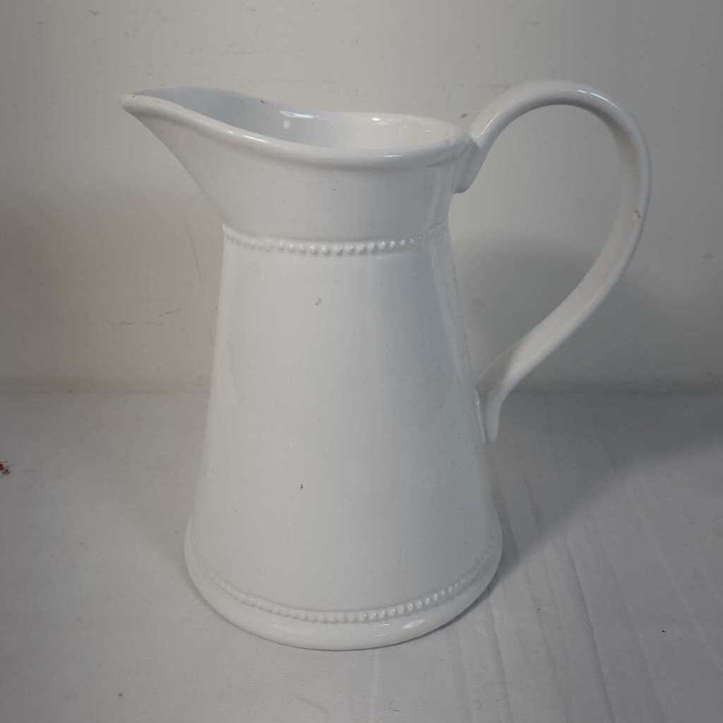 WHITE BEADED PITCHER