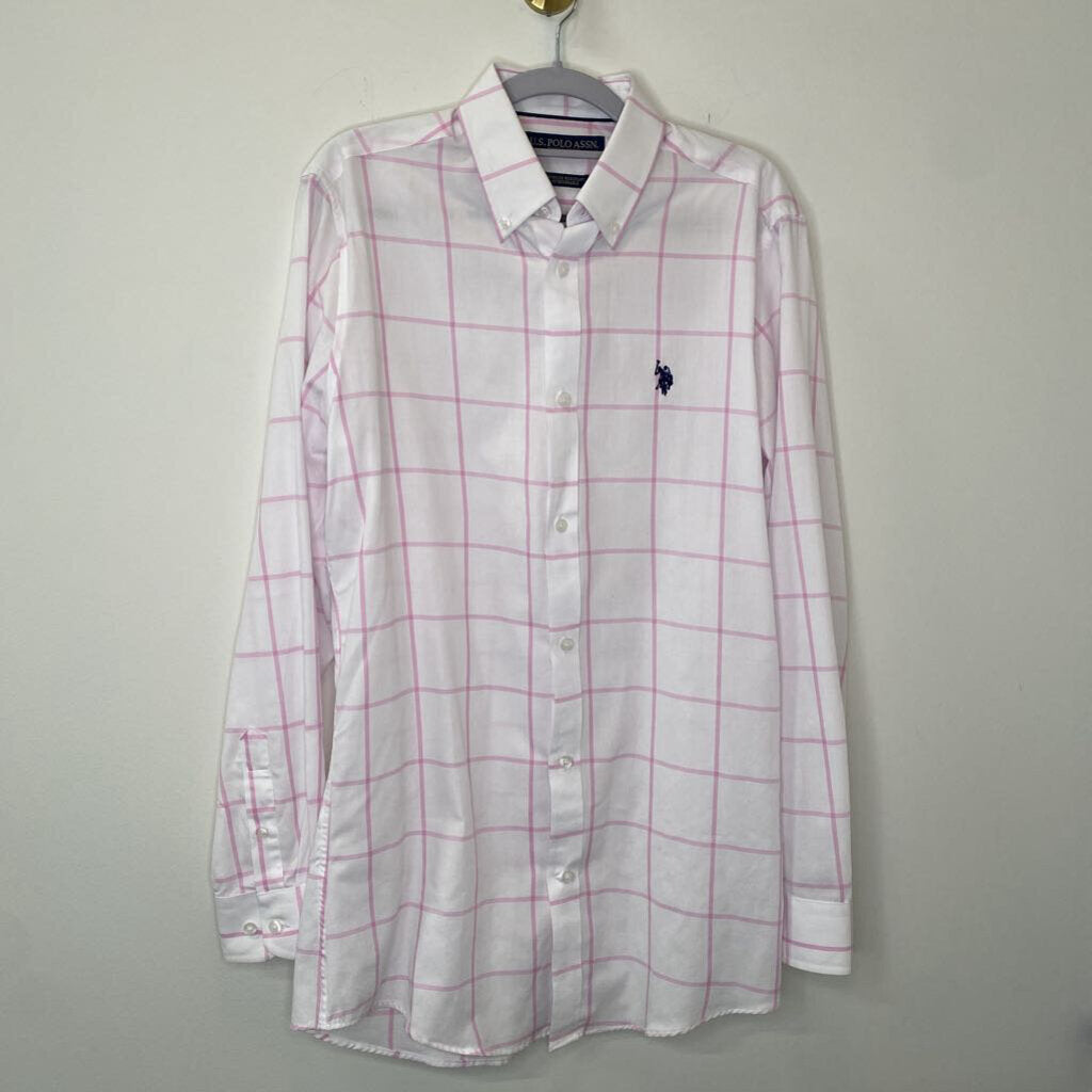 U.S. POLO ASSN. - PINK/WHITE CHECK L/S BUTTON-UP
