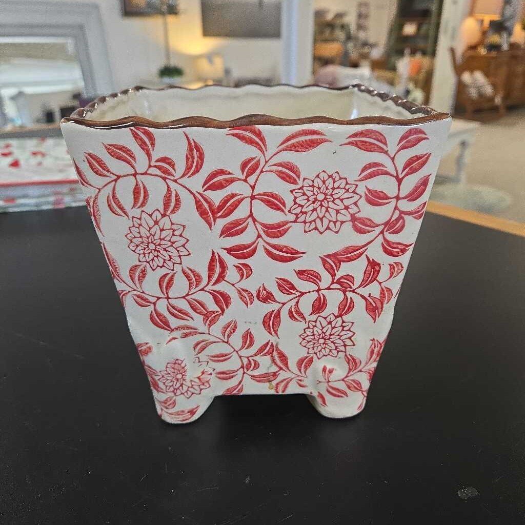 RED & BEIGE CERAMIC POT