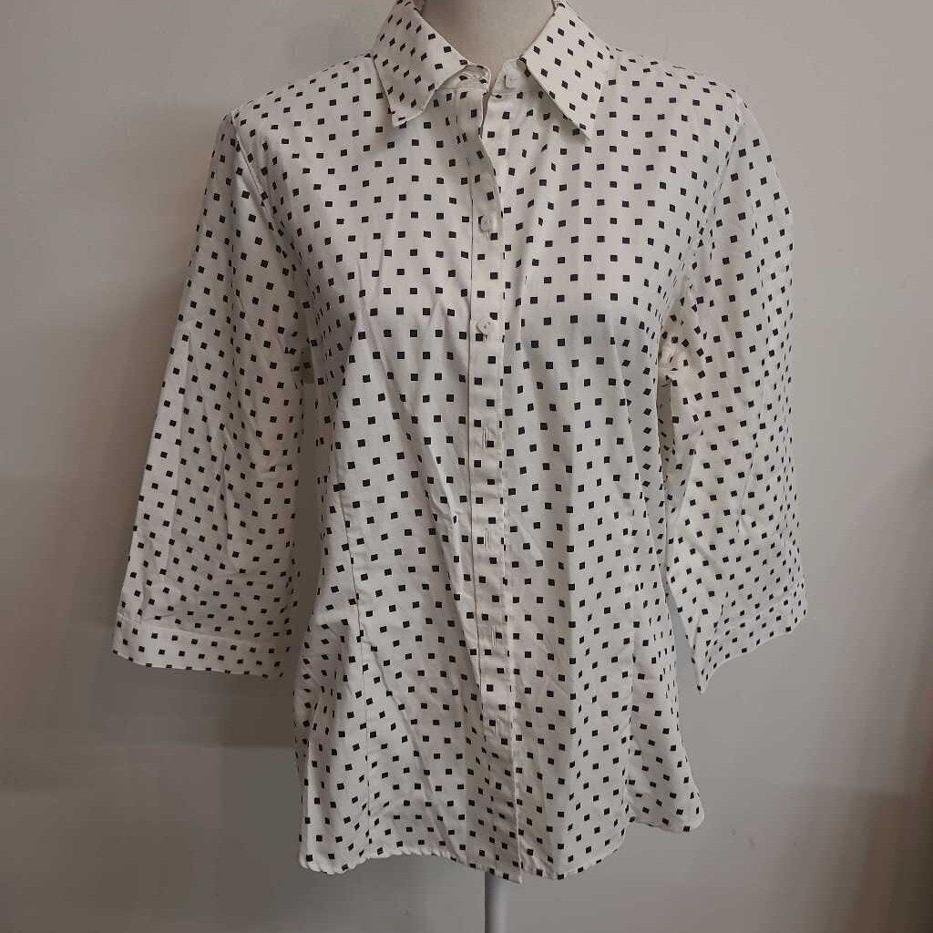 CREAM & BLACK FITTED COTTON BLOUSE