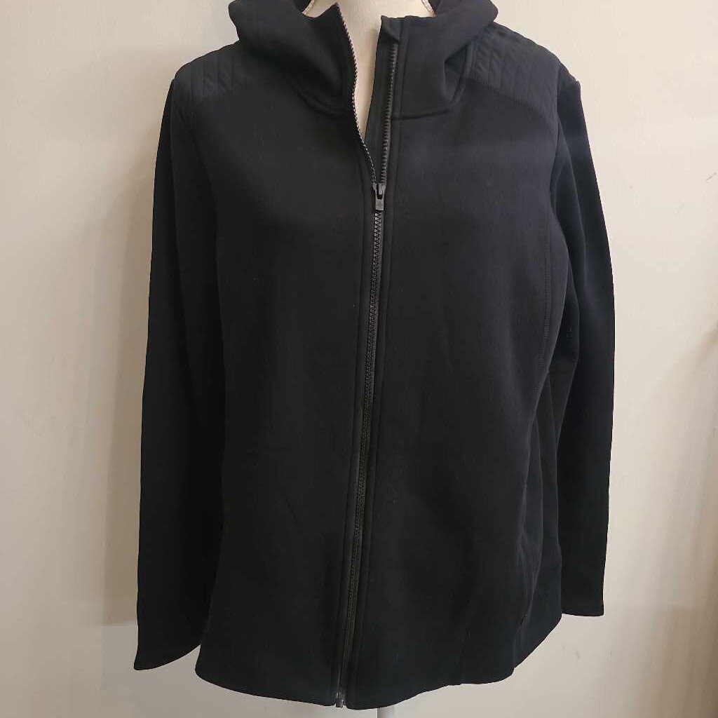 BLACK ZIPPERED HOODIE