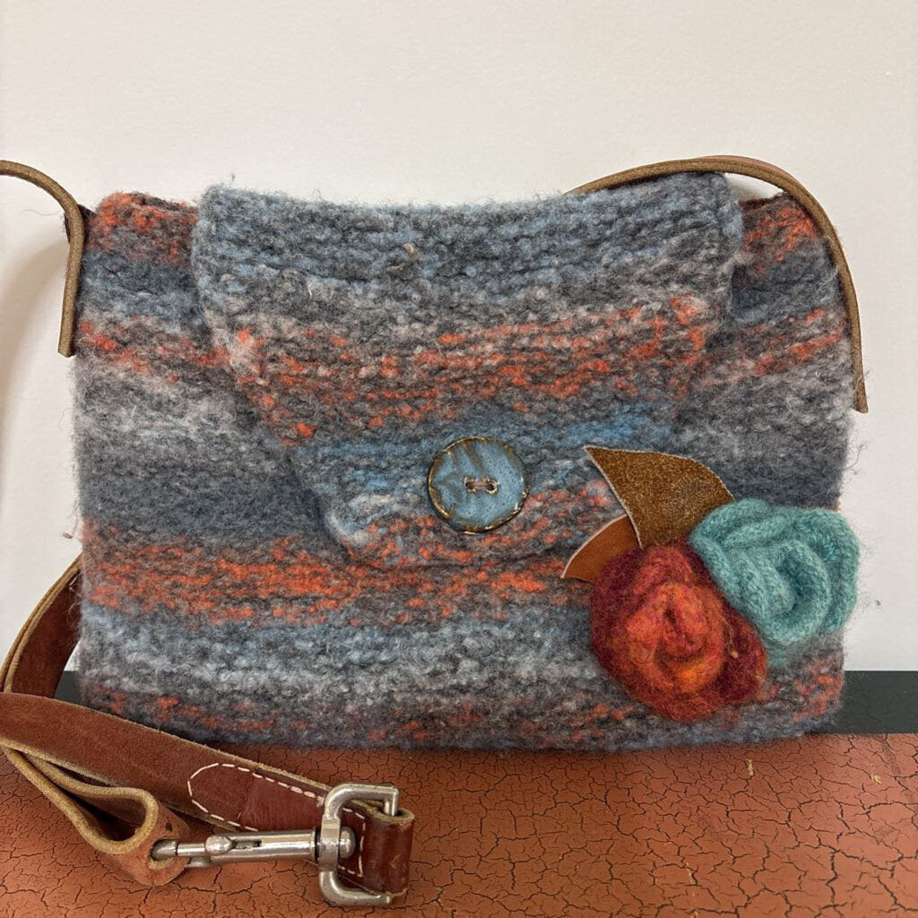 T.L.C. FELTED CROSSBODY BAG WITH LEATHER STRAP