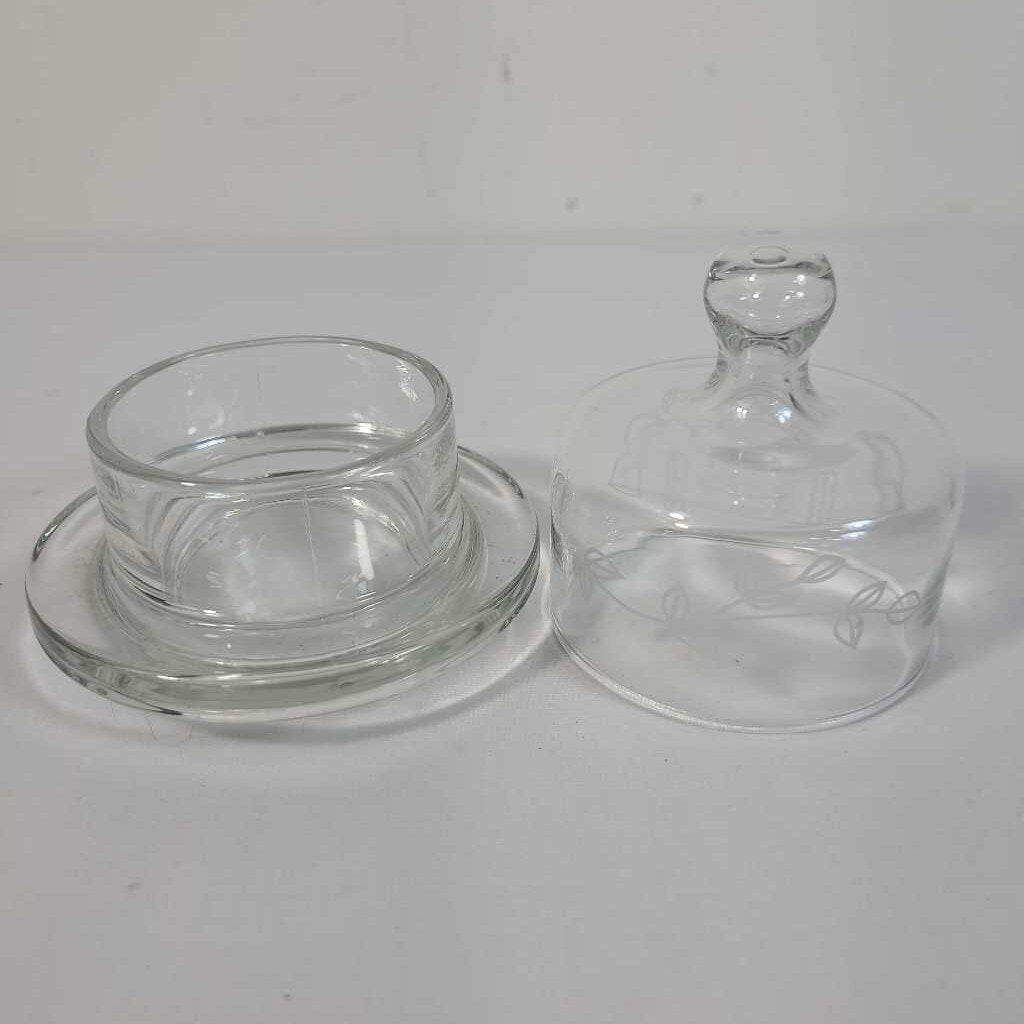 ETCHED GLASS BUTTER BELL
