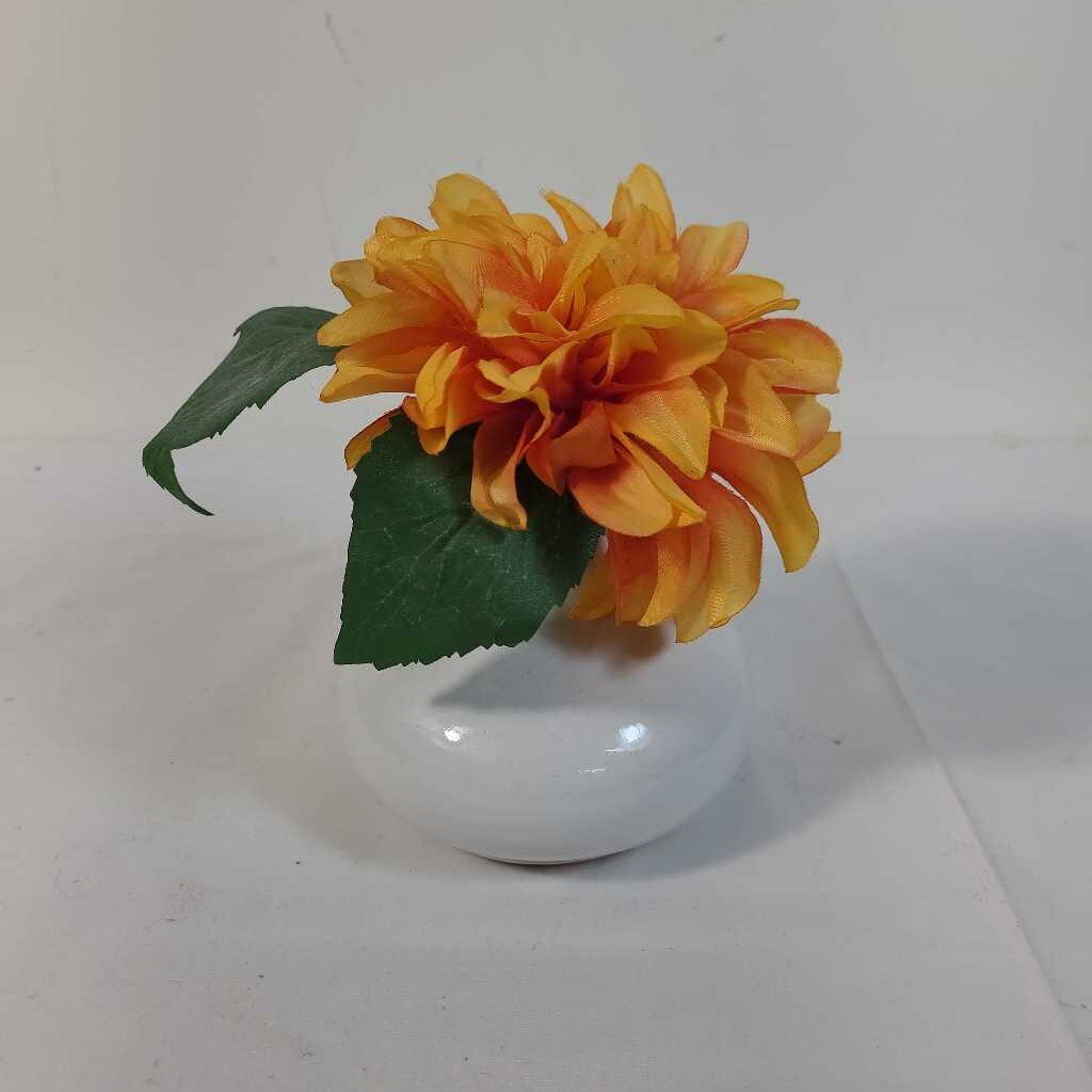 WHITE VASE W/ORANGE FLOWER