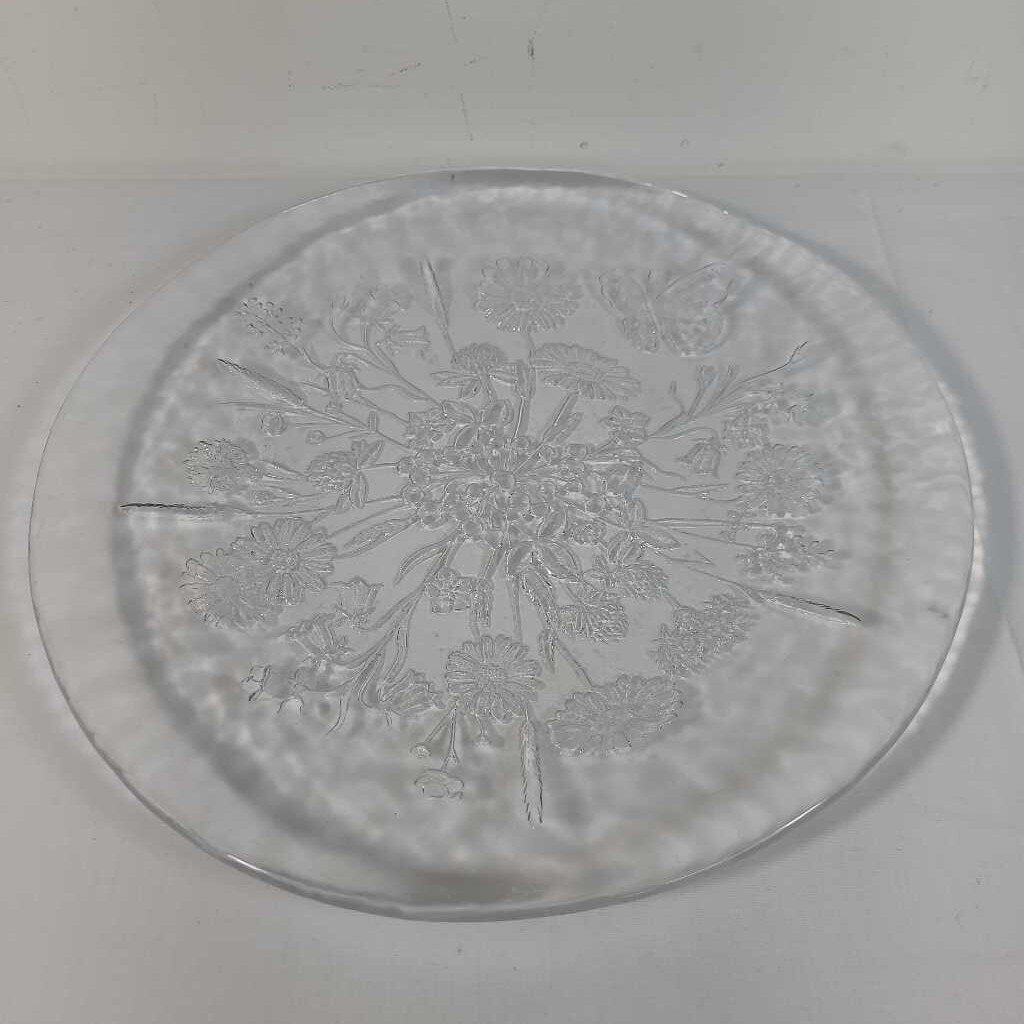 FLORAL GLASS SERVING PLATE
