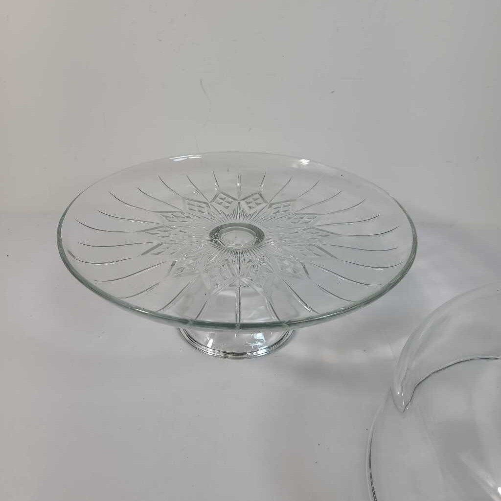 COVERED GLASS CAKE PLATE