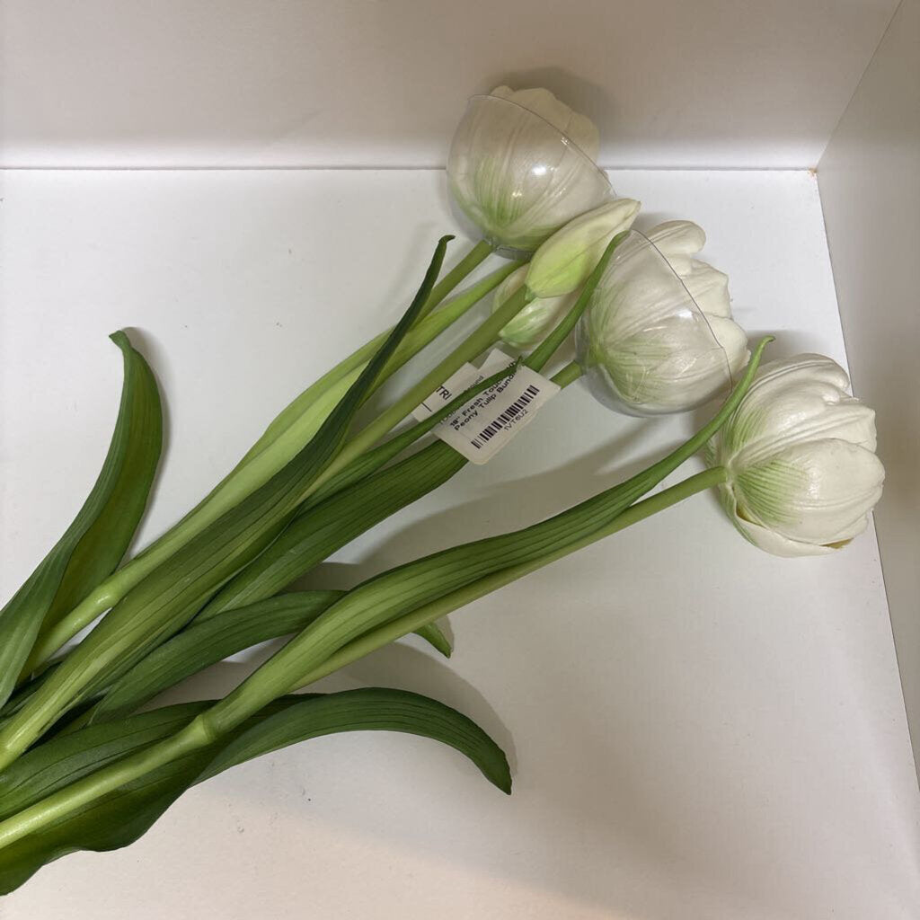 18" Fresh Touch White Double Peony Tulip Bundle