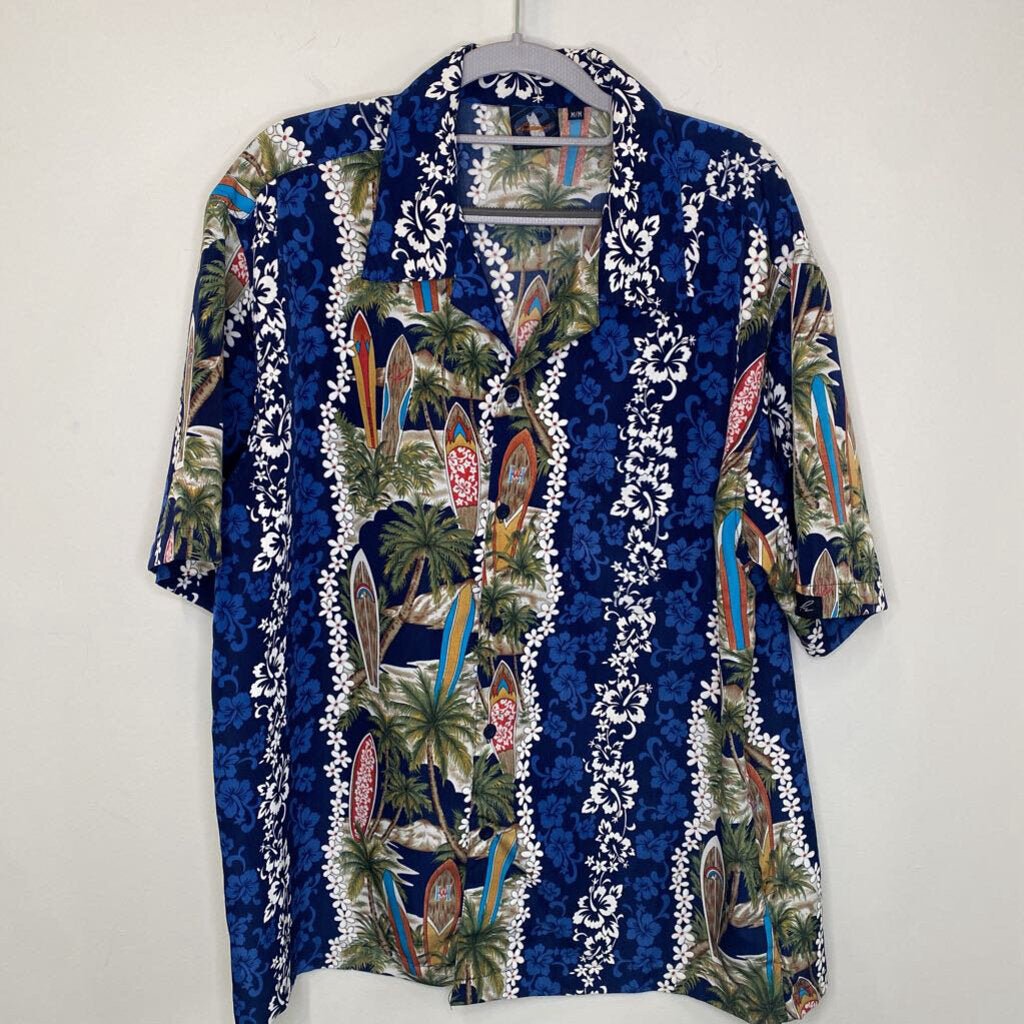 RI-TECHNOLOGIES - BLUE/GREEN HAWAIIAN S/S BUTTON-UP