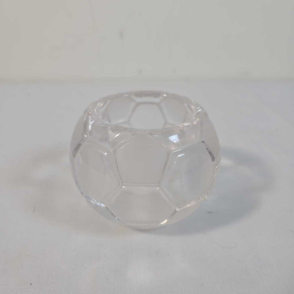 GLASS SOCCER BALL VOTIVE HOLDER