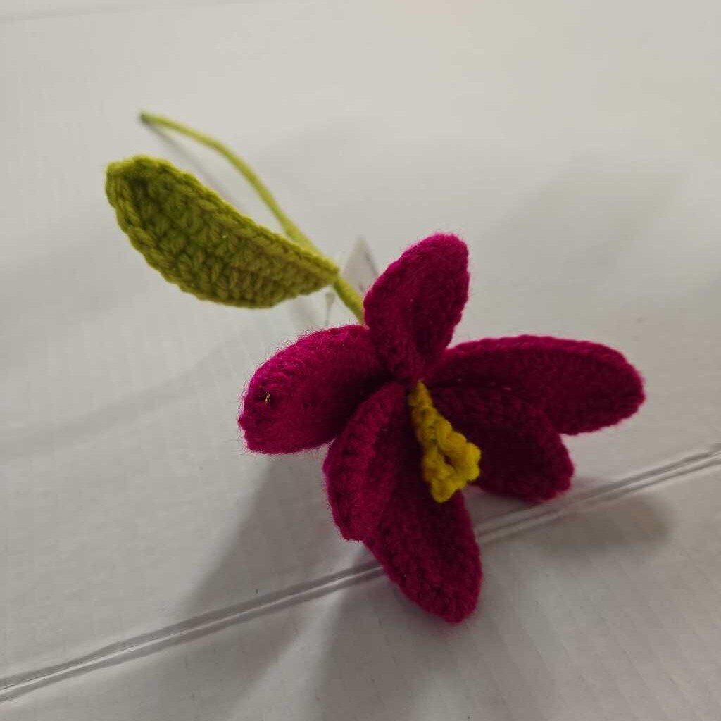 Crochet Dark Pink Open Tulip