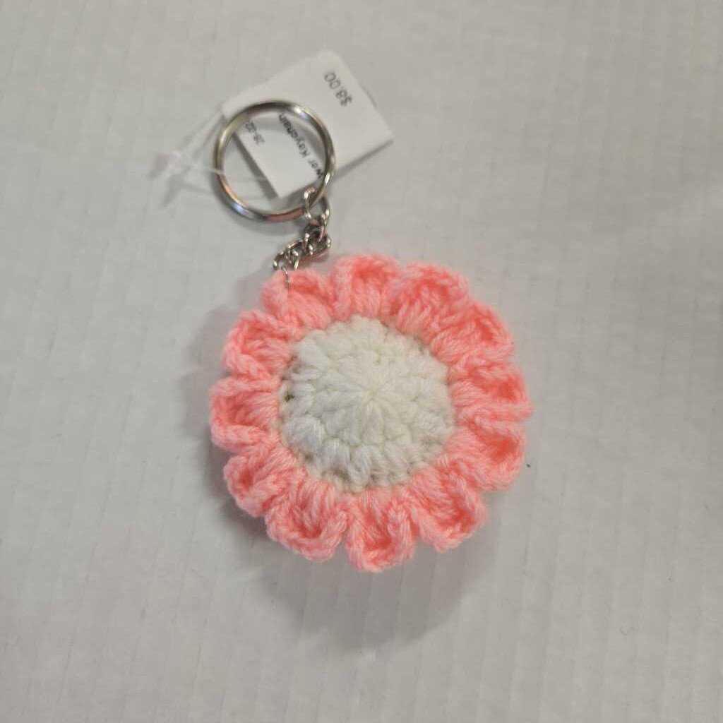 Crochet Daisy Flower Keychain