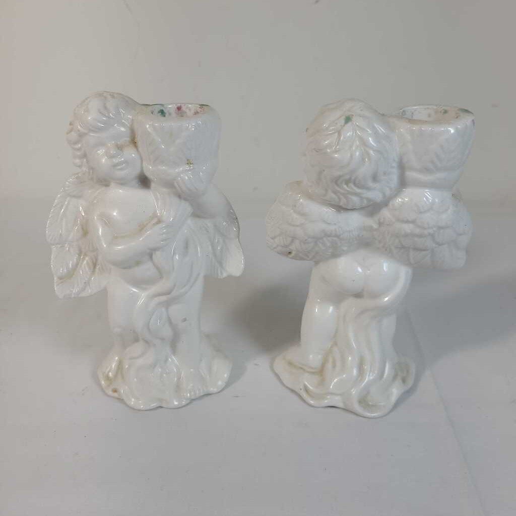PR CERAMIC ANGEL CANDLE HOLDERS