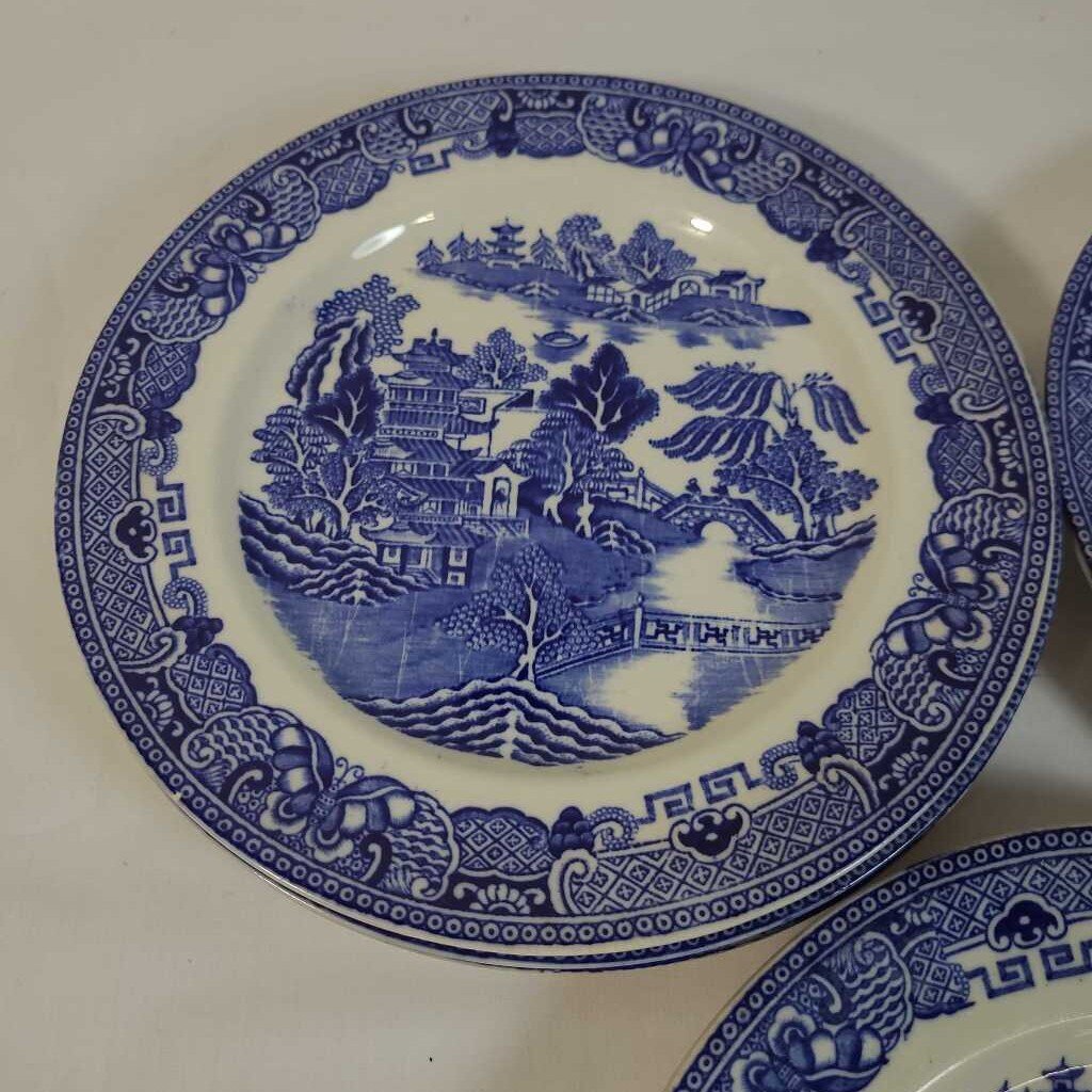 S/7 BLUE WILLOW PLATES