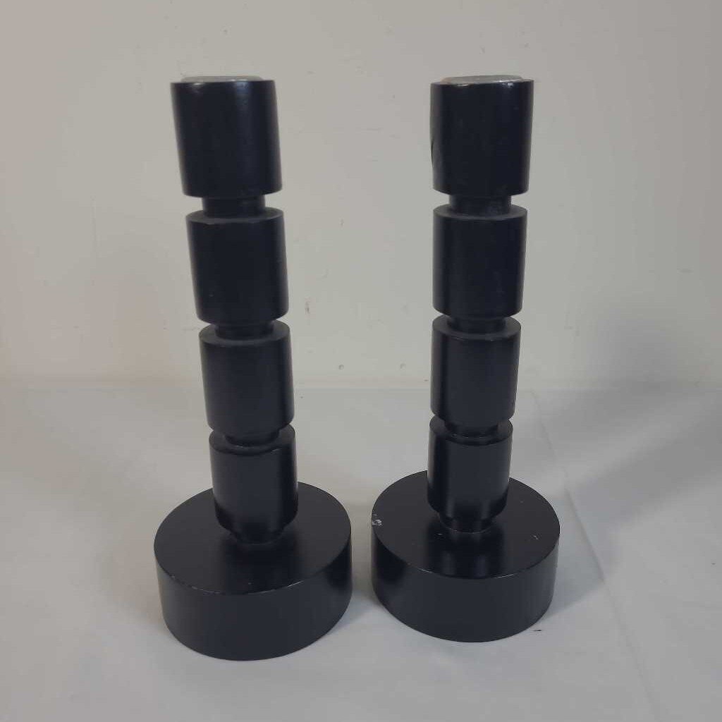 PR BLACK WOOD CANDLE HOLDERS