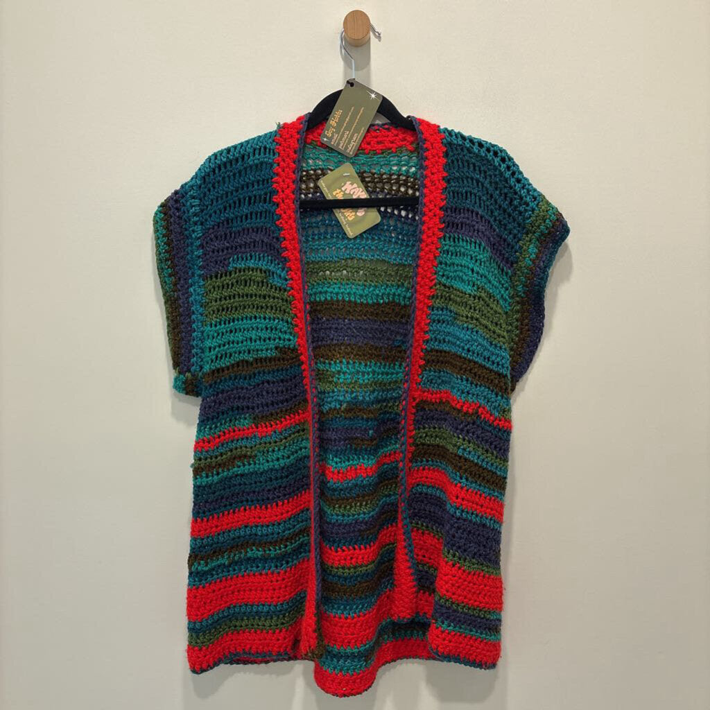 HANDMADE KNIT MULTI-COLOUR OPEN CARDIGAN
