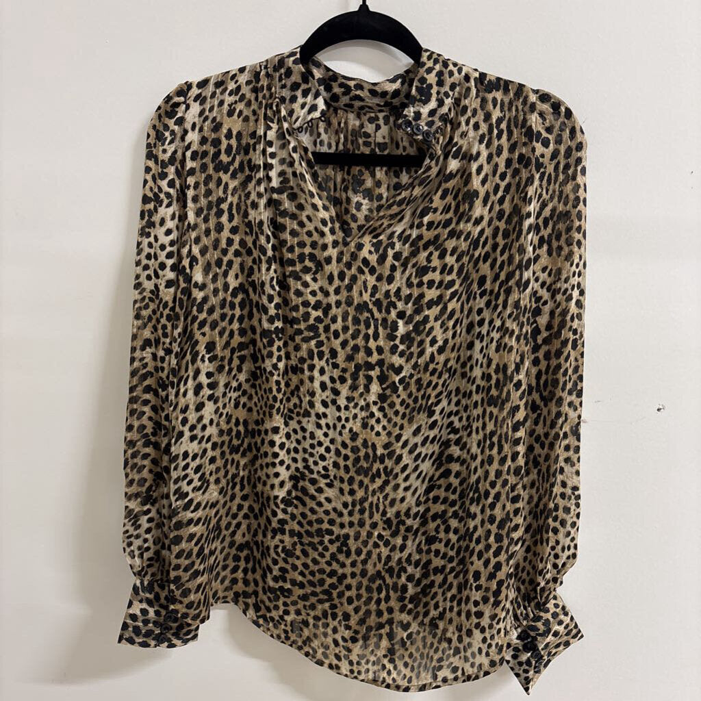 Leopard Print Halter Neck Blouse with Keyhole Detail