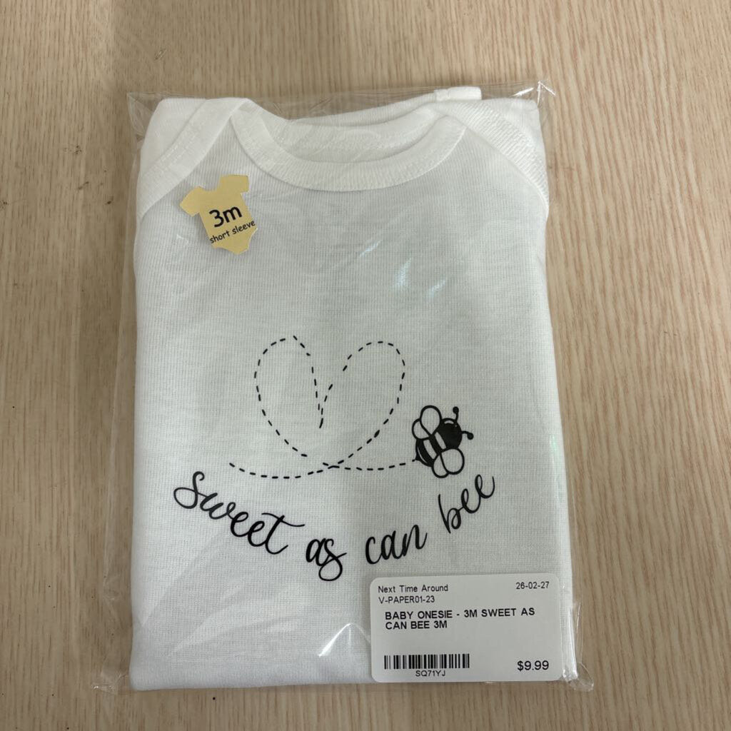 BABY ONESIE - 3M SWEET AS CAN BEE