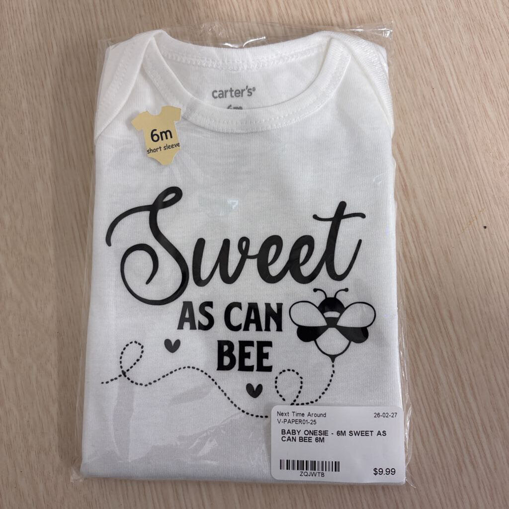 BABY ONESIE - 6M SWEET AS CAN BEE