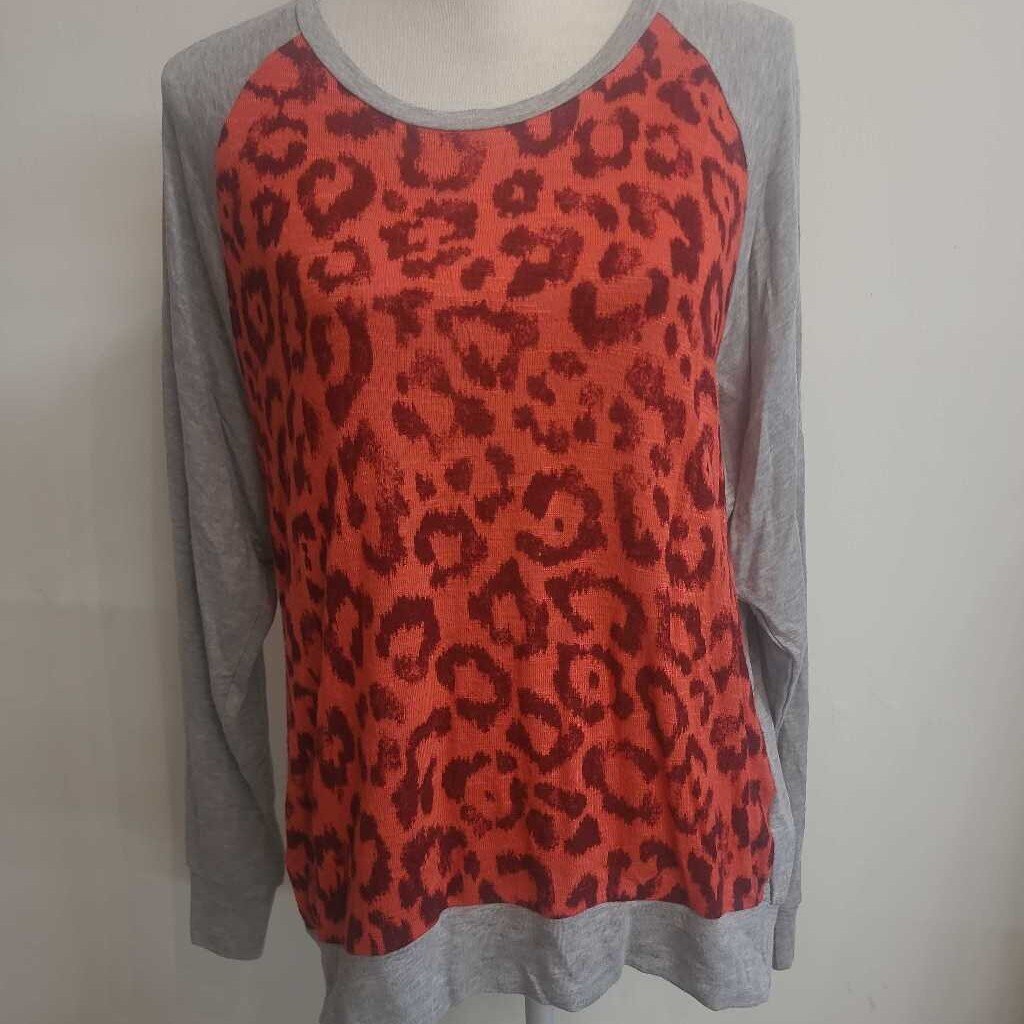 GREY & RED LONG SLEEVE TOP