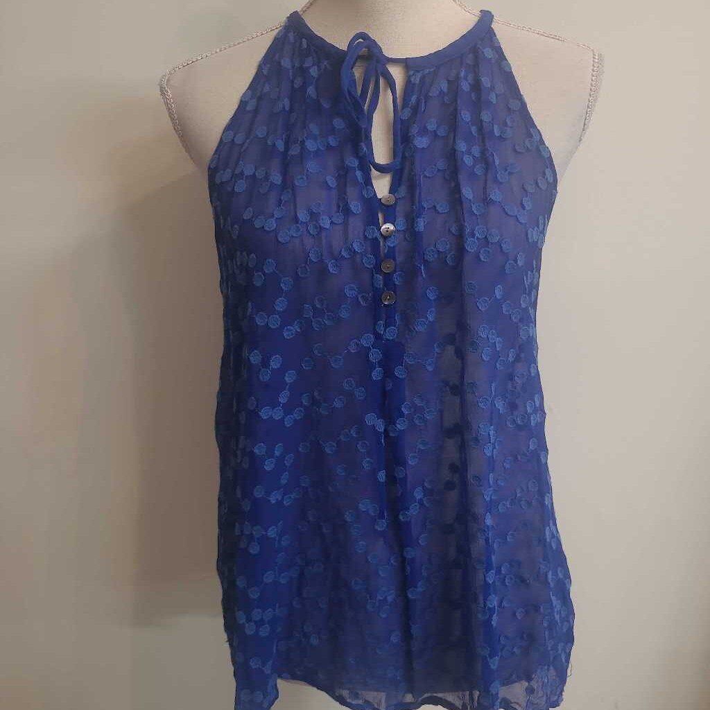 BLUE SHEER 100% SILK TANK TOP
