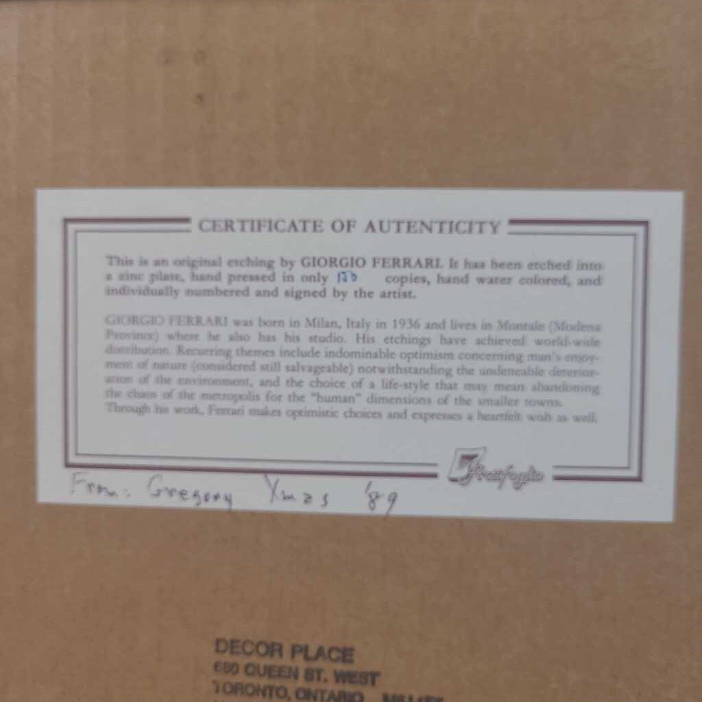 GIORGIO FERRARI SIGHNED NUMBERED PRINT ~B