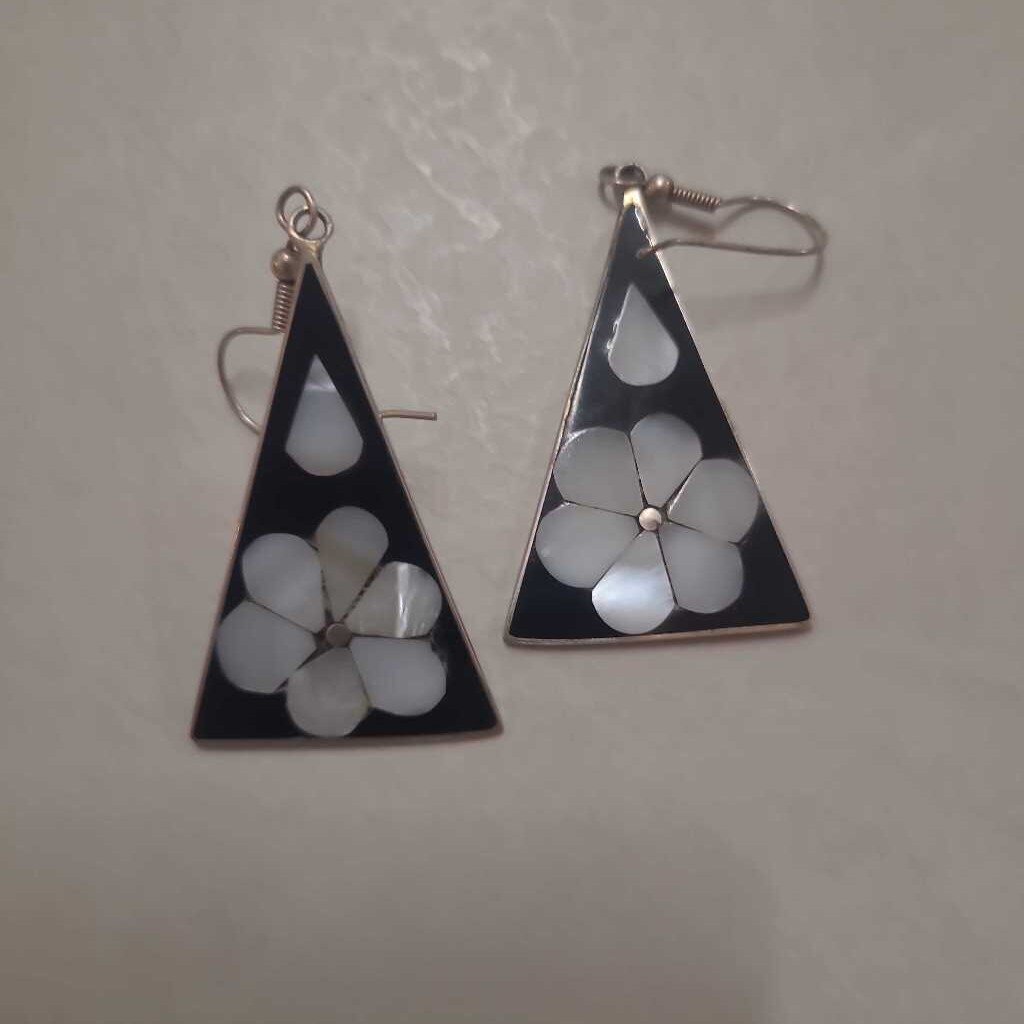 MEXICAN SILVER EARRINGS WITH ABALONE INSETS