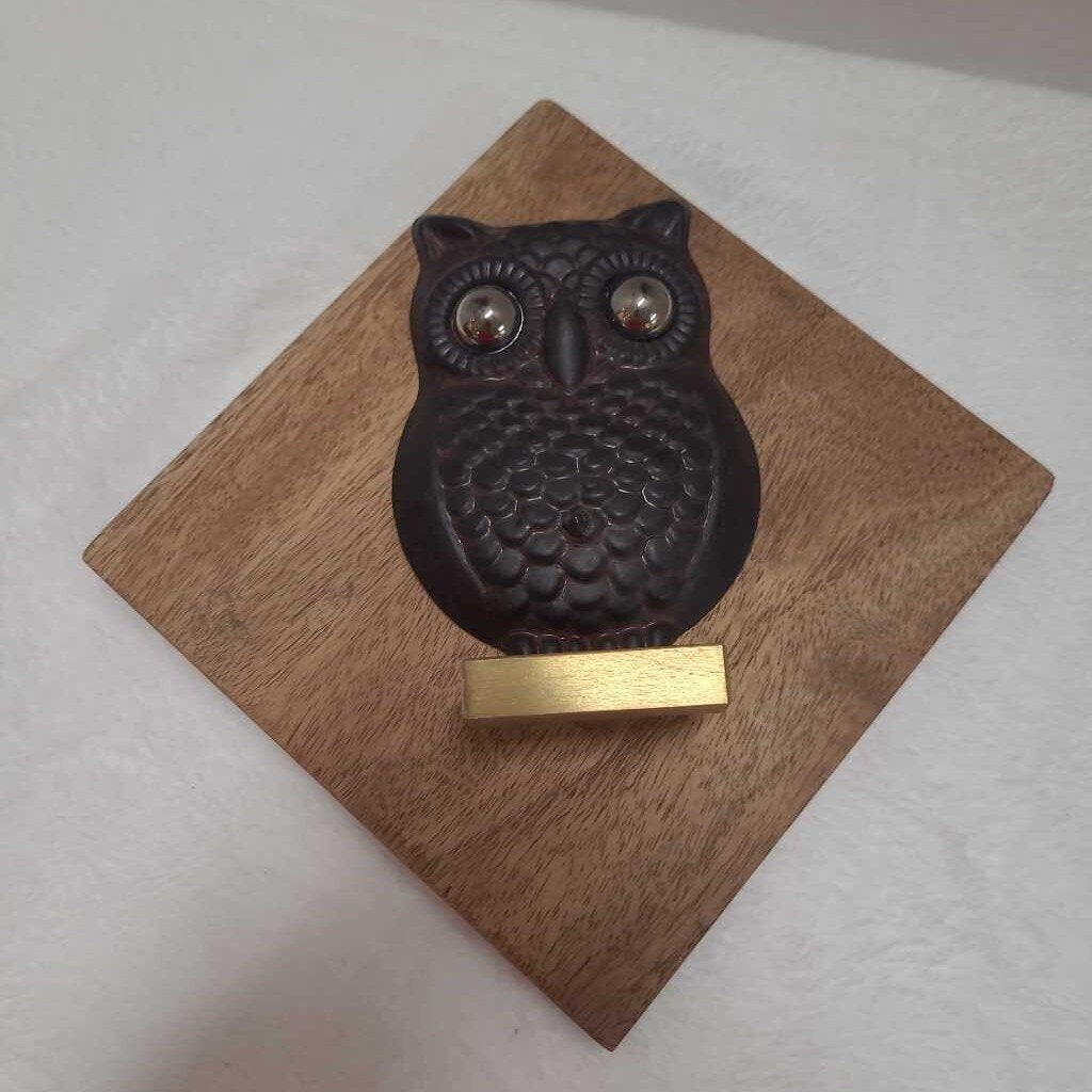 Decorative Owl Hook on Wood Base