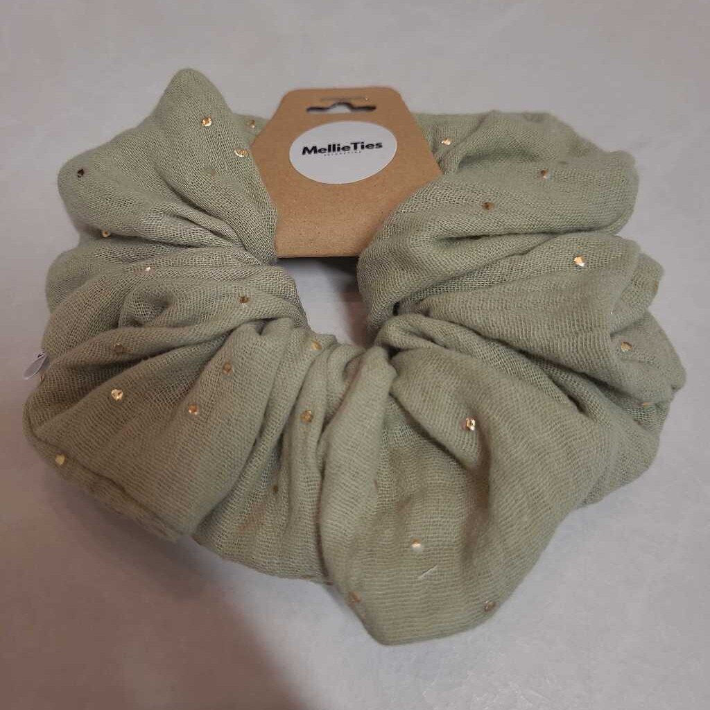 SAGE GOLD DOT SCRUNCHIE