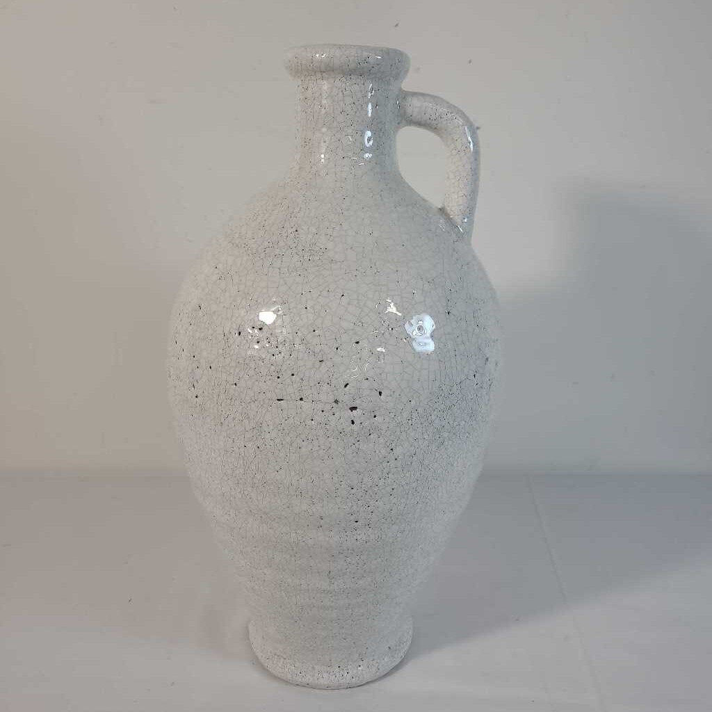 WHITE CRACKLED CERAMIC JUG