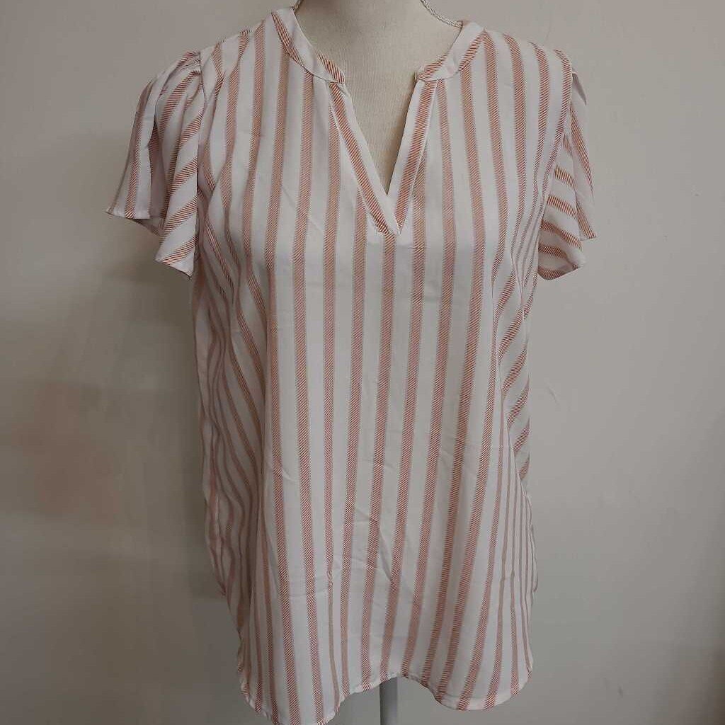 STRIPED RUFFLED SLEEVE BLOUSE