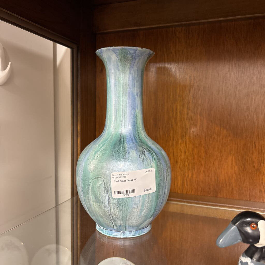Teal Brass Vase