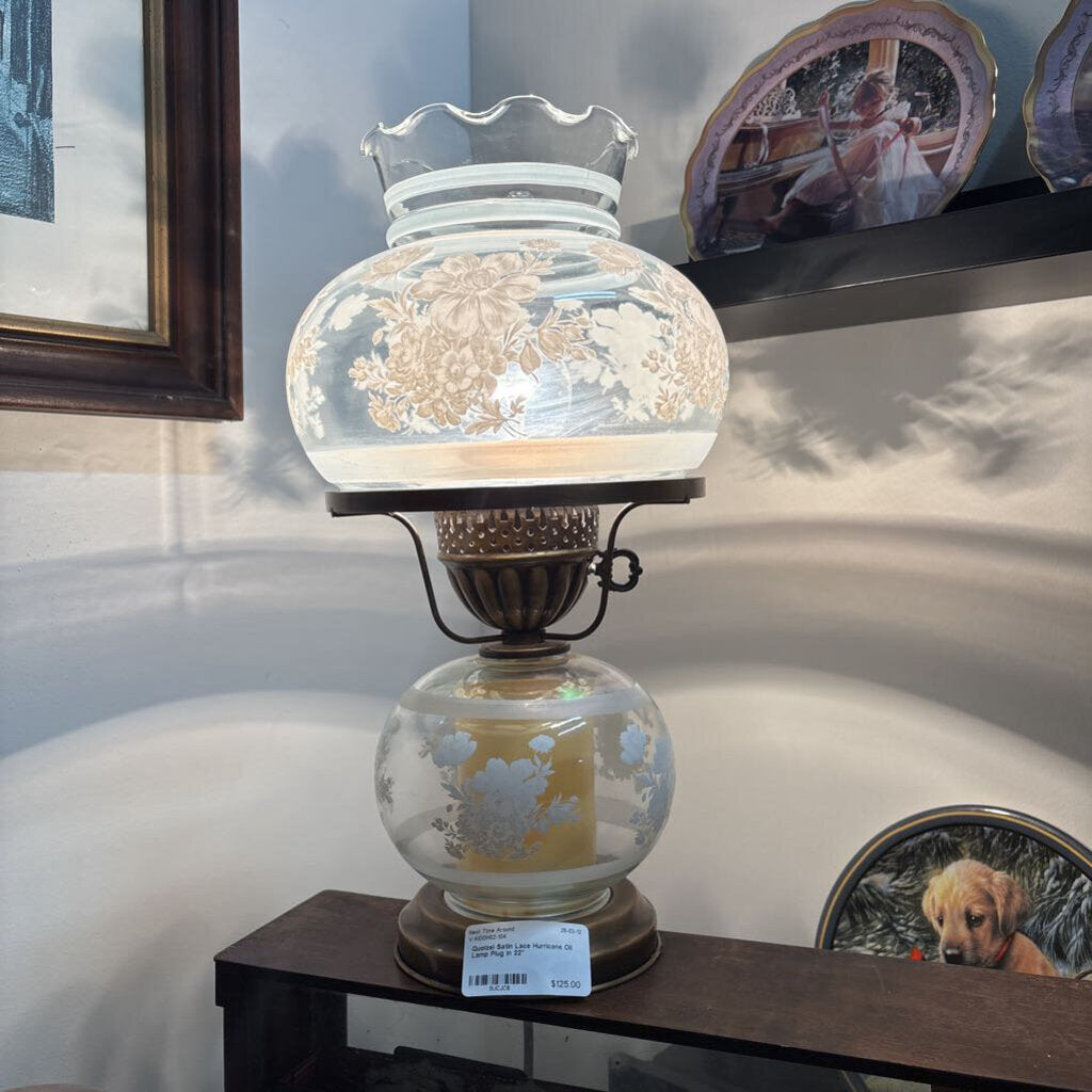 Quoizel Satin Lace Hurricane Oil Lamp Plug in