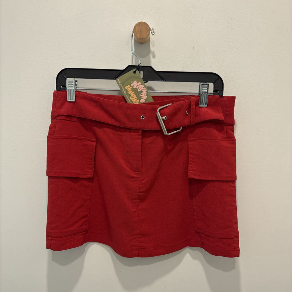 DEI -RED MINI SKIRT WITH BUILT IN BELT