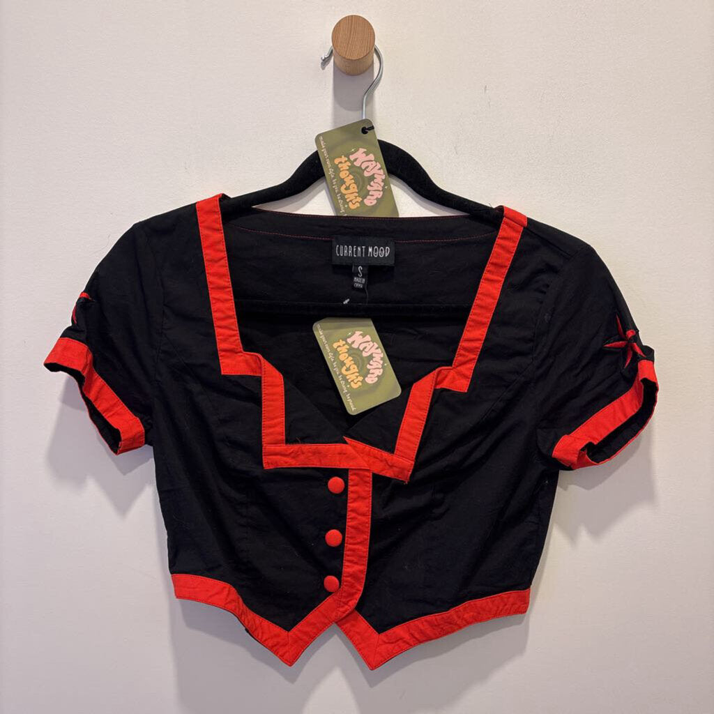 CURRENT MOOD - BLACK CROPPED SHIRT