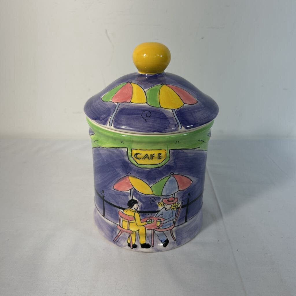 BLUE/ YELLOW CAFE CANISTER