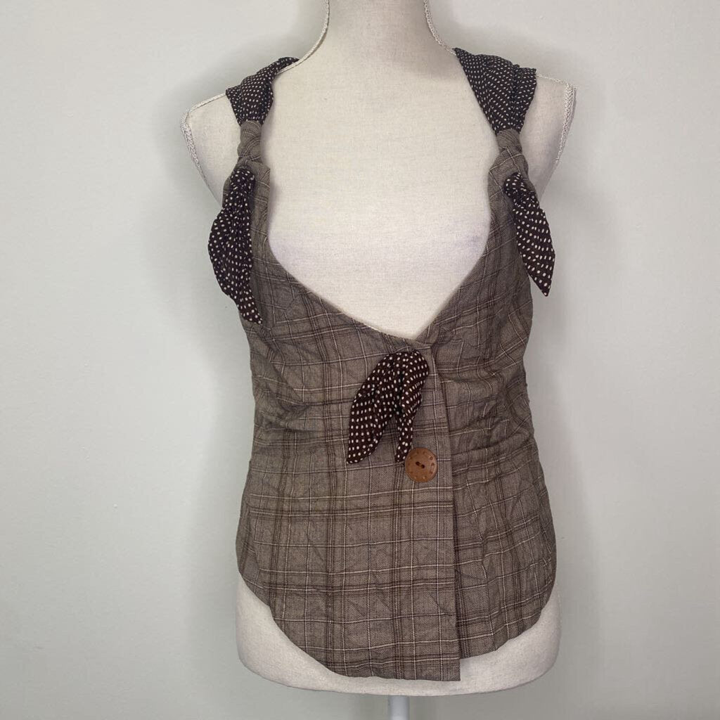 BROWN PLAID VEST