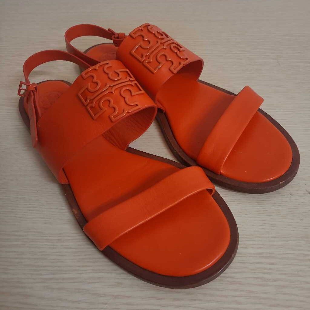 ORANGE STRAPPY FLAT SANDALS