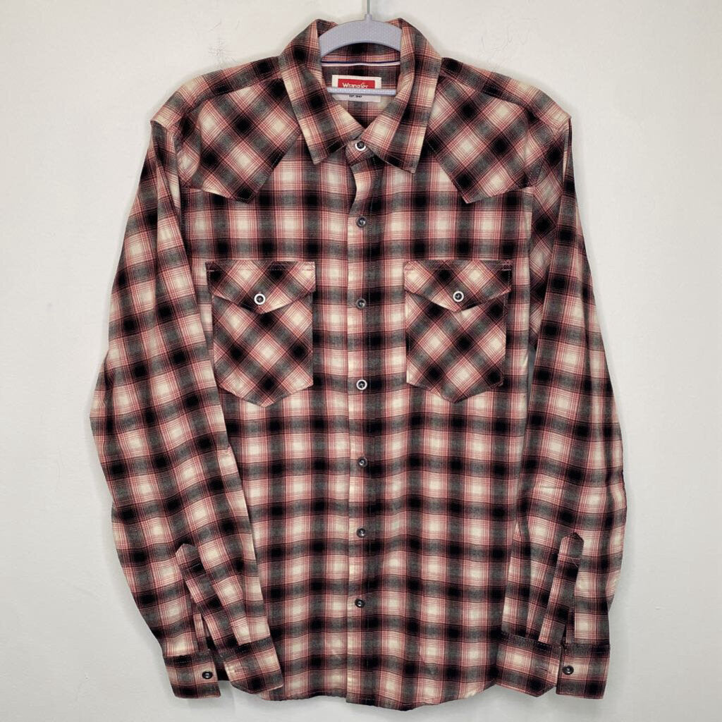 WRANGLER - RED/BLACK/CREAM FLANNEL PLAID SHIRT