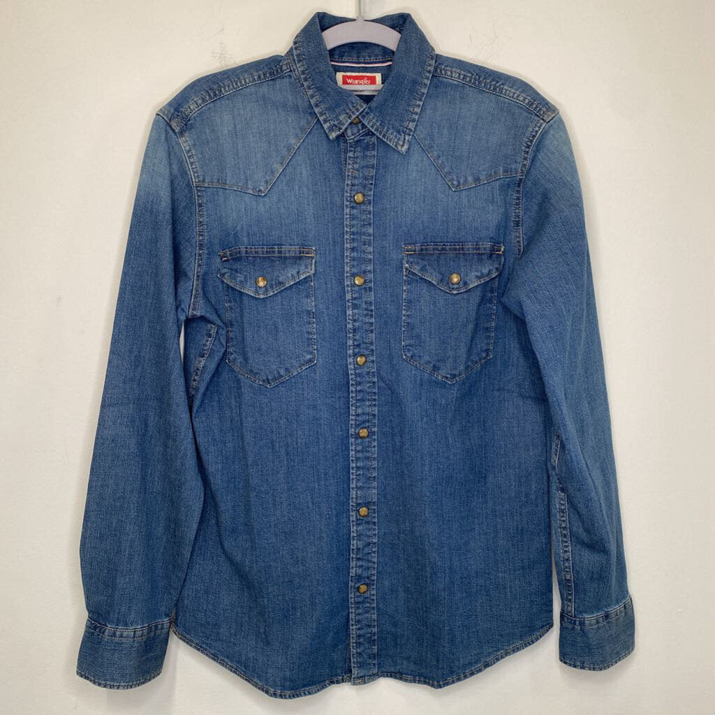 WRANGLER - LIGHT-WASH DENIM L/S SNAP BUTTON-UP