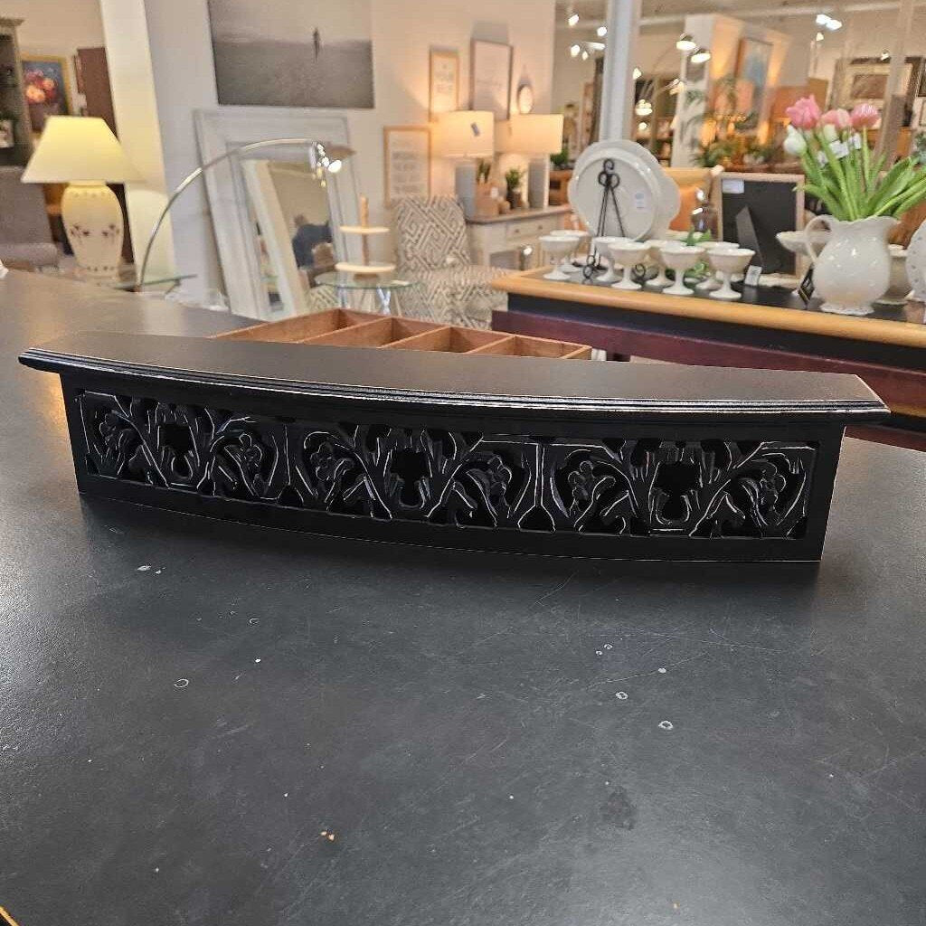 BLACK CARVED WALL SHELF