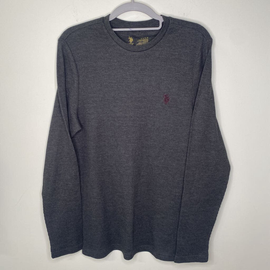 U.S. POLO ASSN. - GREY WAFFLE KNIT L/S SHIRT