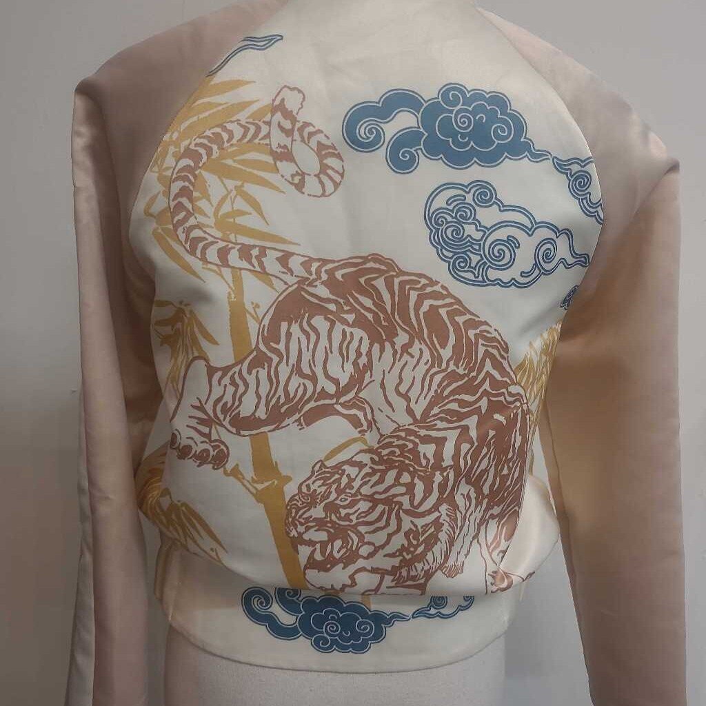 PRINTED SATEEN BOMBER JACKET