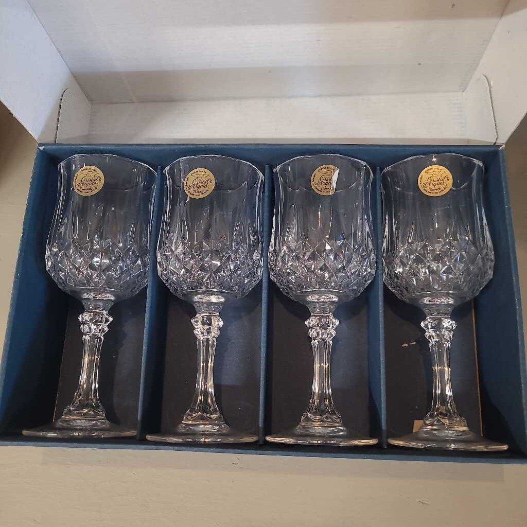 S/4 LONGCHAMP CRYSTAL WINE GLASSES