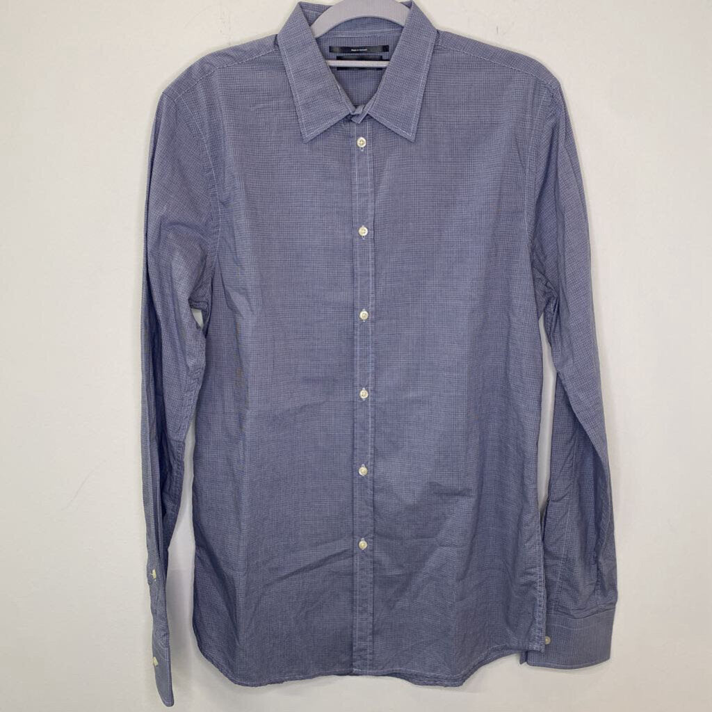 BLUE MEN'S LONG SLEEVE DRESS SHIRT