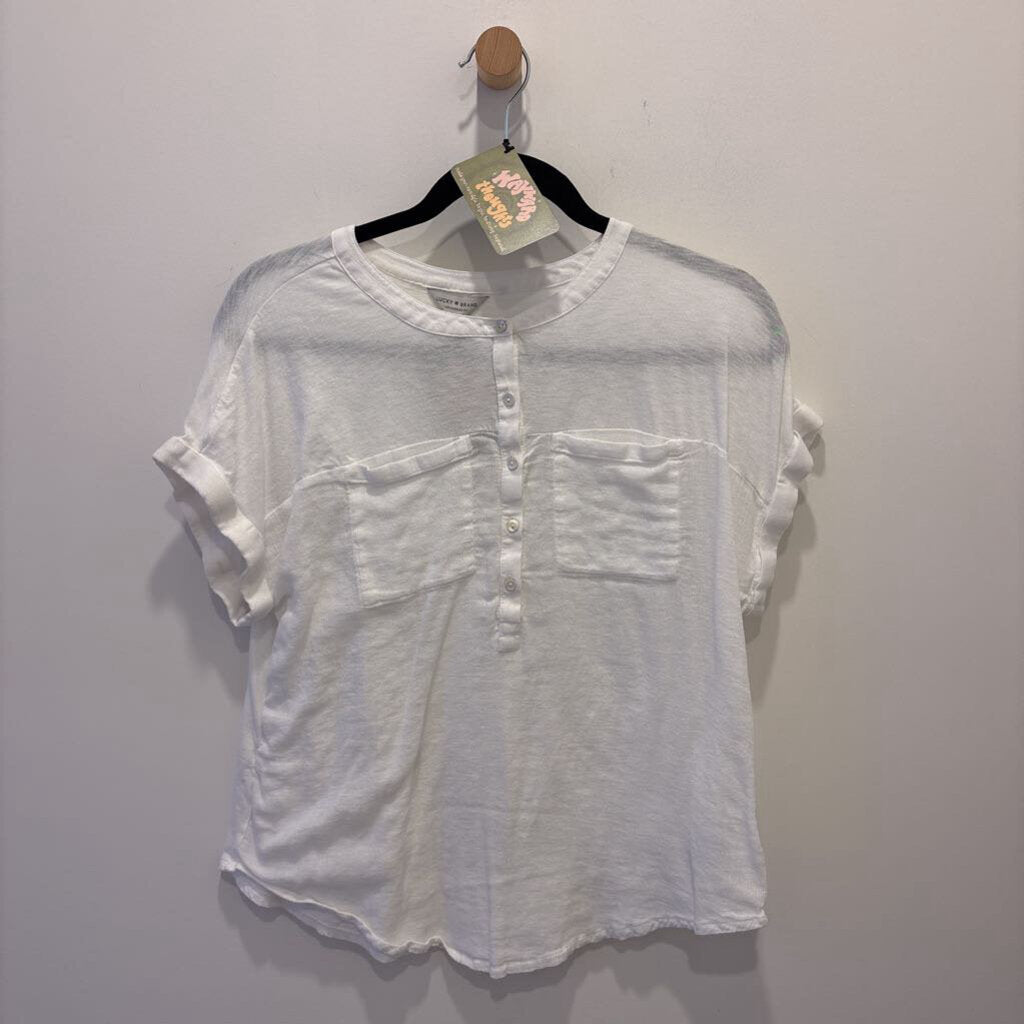 LUCKY BRAND - WHITE SHORT SLEEVED TOP