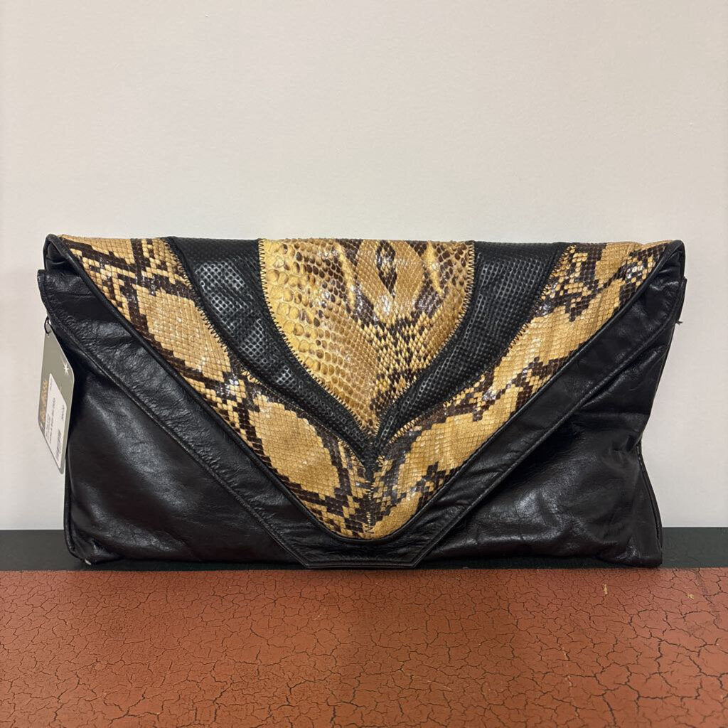 Leather & Snake Skin Clutch